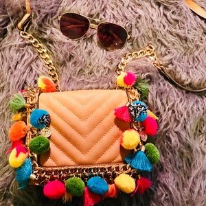 Aldo tan Pom Pom purse